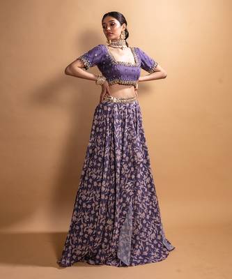 Purple Printed Lehenga Set 2