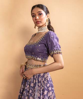 Purple Printed Lehenga Set 3