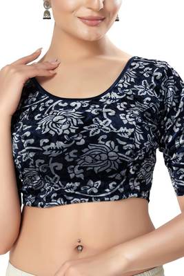 Non - Padded Velvet Round Neck Blouse 1