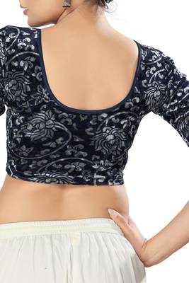 Non - Padded Velvet Round Neck Blouse 2