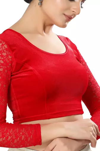 Non - Padded Cotton Lycra Round Neck Blouse