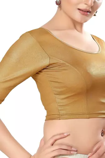 Non - Padded Shimmer Round Neck Blouse