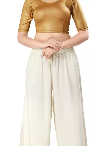 Non - Padded Shimmer Round Neck Blouse