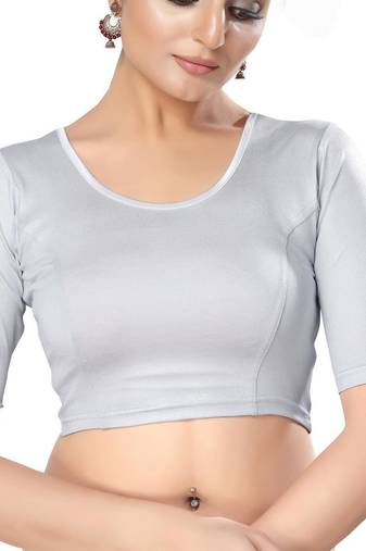 Non - Padded Shimmer Round Neck Blouse