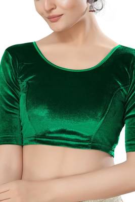 Non - Padded Velvet Round Neck Blouse 1
