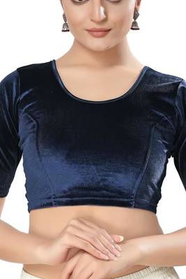 Non - Padded Velvet Round Neck Blouse 1