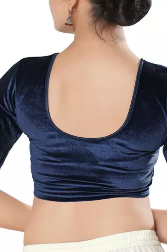 Non - Padded Velvet Round Neck Blouse