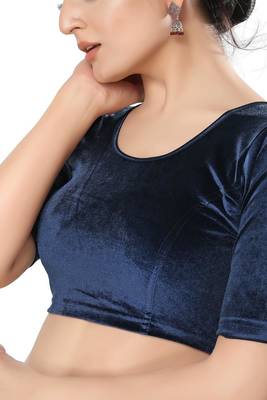 Non - Padded Velvet Round Neck Blouse 4