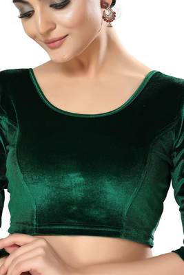 Non - Padded Velvet Round Neck Blouse 1