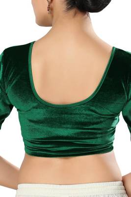 Non - Padded Velvet Round Neck Blouse 2