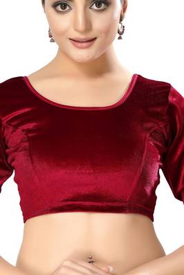 Non - Padded Velvet Round Neck Blouse 1