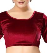 Non - Padded Velvet Round Neck Blouse