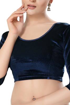 Non - Padded Velvet Round Neck Blouse 1