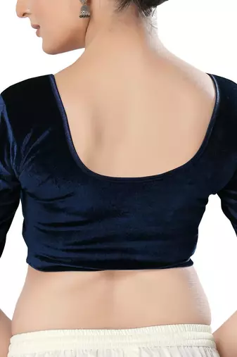Non - Padded Velvet Round Neck Blouse