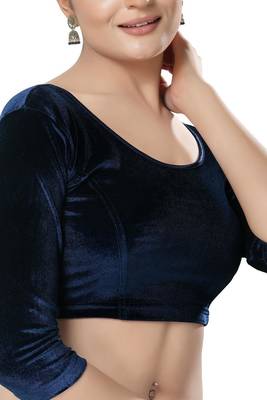 Non - Padded Velvet Round Neck Blouse 3