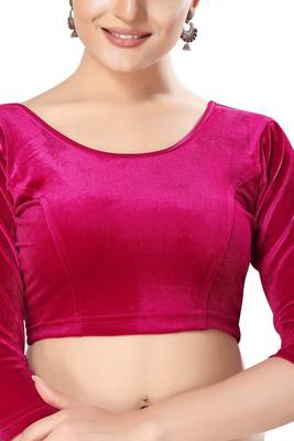 Non - Padded Velvet Round Neck Blouse 1