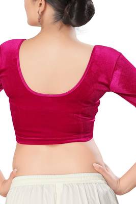 Non - Padded Velvet Round Neck Blouse 2