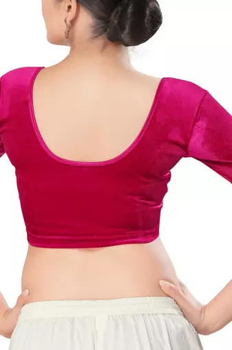 Non - Padded Velvet Round Neck Blouse