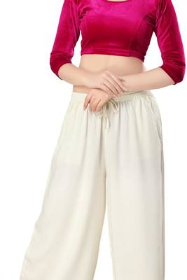 Non - Padded Velvet Round Neck Blouse 5