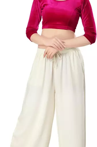 Non - Padded Velvet Round Neck Blouse