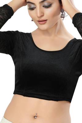 Non - Padded Velvet Round Neck Blouse 1