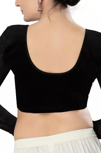 Non - Padded Velvet Round Neck Blouse