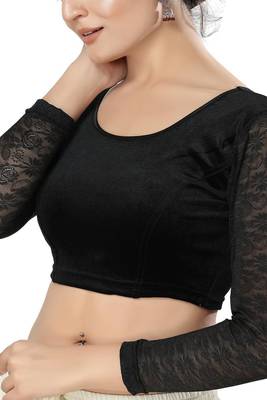 Non - Padded Velvet Round Neck Blouse 4
