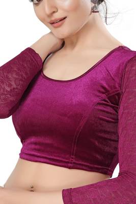 Non - Padded Velvet Round Neck Blouse 3