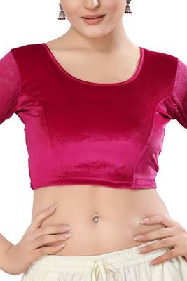 Non - Padded Velvet Round Neck Blouse 1