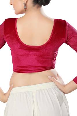 Non - Padded Velvet Round Neck Blouse 2