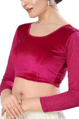 Non - Padded Velvet Round Neck Blouse 4