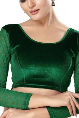 Non - Padded Velvet Round Neck Blouse 1