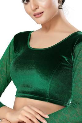 Non - Padded Velvet Round Neck Blouse 4