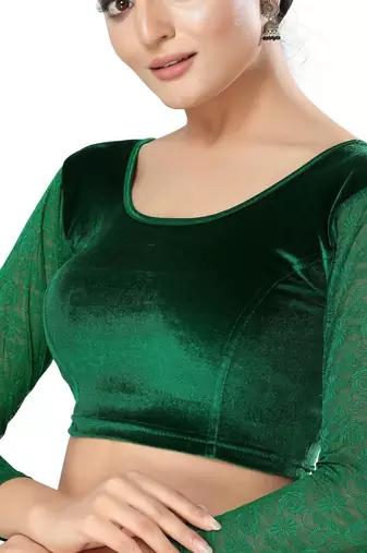 Non - Padded Velvet Round Neck Blouse
