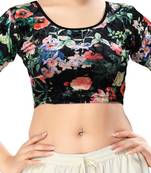 Non - Padded Velvet Round Neck Blouse