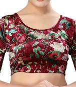 Non - Padded Velvet Round Neck Blouse