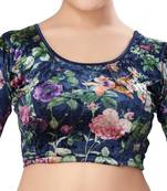 Non - Padded Velvet Round Neck Blouse