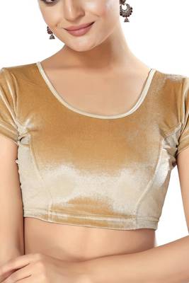 Non - Padded Velvet Round Neck Blouse 1