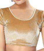 Non - Padded Velvet Round Neck Blouse