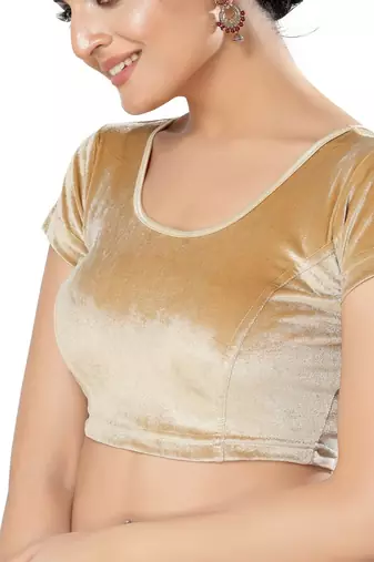 Non - Padded Velvet Round Neck Blouse
