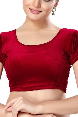 Non - Padded Velvet Round Neck Blouse 1
