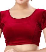 Non - Padded Velvet Round Neck Blouse