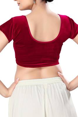 Non - Padded Velvet Round Neck Blouse 2