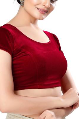 Non - Padded Velvet Round Neck Blouse 3