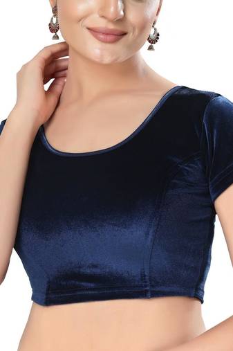 Non - Padded Velvet Round Neck Blouse