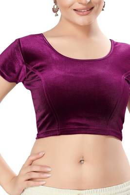 Non - Padded Velvet Round Neck Blouse 1