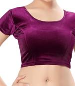 Non - Padded Velvet Round Neck Blouse