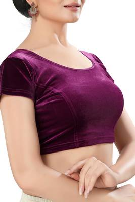 Non - Padded Velvet Round Neck Blouse 3