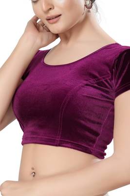 Non - Padded Velvet Round Neck Blouse 4