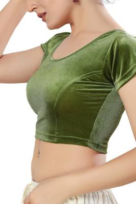 Non - Padded Velvet Round Neck Blouse 4